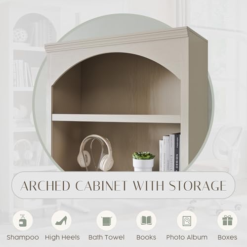 Image of IFBUY 76 inch Arched Bathroom Storage Cabinet, Large Arched Cabinet, Cream