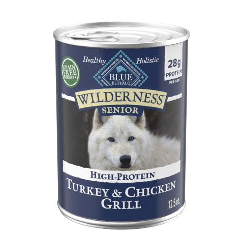 Blue Buffalo Wilderness Turkey & Chicken Senior Wet Dog Food, 12.5 oz, 12pk | 28g Protein, Real Turkey #1 Ingredient, Grain-Free & High Protein, Supports Joint Health & Muscle Maintenance - image 1