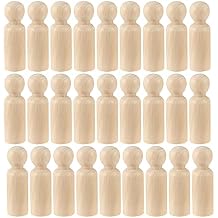 HAKZEON 40 Pack 3-1/2 Inches Unfinished Wooden Peg Dolls, Decorative Wooden Peg Dolls People, Wood Peg Doll Body for Painting, DIY Craft Art Projects, Home Decoration