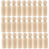 HAKZEON 40 Pack 3-1/2 Inches Unfinished Wooden Peg Dolls, Decorative Wooden Peg Doll People, Wooden
