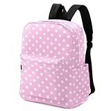 Peystean Cute Pink White Polka Dots Large Canvas Backpack Durable Travel Shoulder Daypack for Unisex School Bookbag Beach Work Hiking Fit 16.5 Inch Notebook