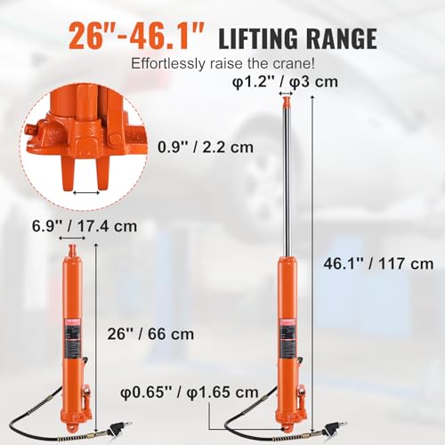 Vevor 8-TON HYDRAULIC AIR LONG RAM JACK Hydraulic Long Ram Jack, 8 Ton Engine Hoist Cylinder Single Piston Pump, Hydraulic Ram Cylinder With Air Pump thumb #1