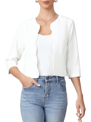 Veste de bureau anti-plis blazer fluide col rond ouvert pour en finir avec les hauts inconfortables