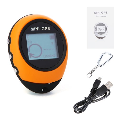 Mini GPS Navigation,Portable Outdoor Location Finder Tracker Handheld with Kay Chain USB Rechargeable for Outdoor Hiking Traveling Hunting Wild Exploration(Orange) - Thumbnail 5