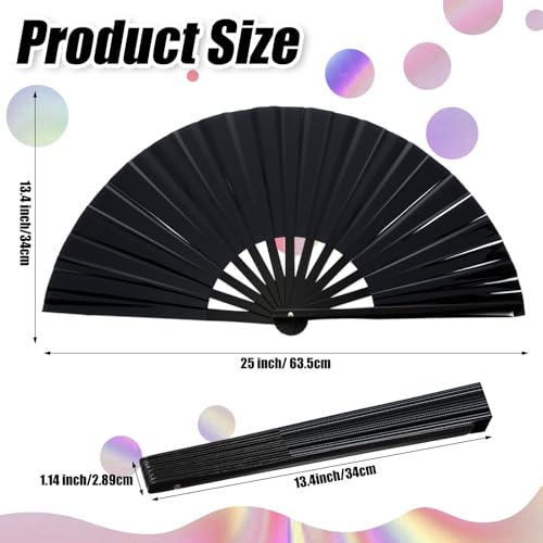 Image of Maitys Large Rave Fan Folding Handheld Fans 13'' Clap Fans for Line Dancing Clack Fan Holographic Festival Accessory for Martial Art Gift Performance, Includes 2 Pouch