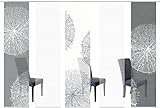 Vision S 95757-0307 | 5er-Set Schiebegardine CROSTON | halb-transparenter Stoff in Bambus-Optik | 5X 260x60 cm | Farben: Grau + Stein