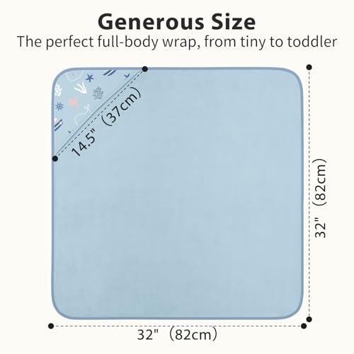 Image of Hooded Baby Towels for Newborn,100% Cotton Baby Bath Towels with Hood for Infant Toddler Boy Girl, 2 Pack 32x32 Inch Soft & Absorbent Knit Terry Bath Essentials Blue Whale