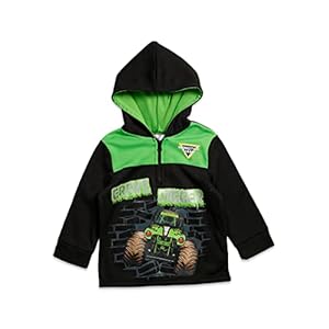 Monster Jam Pullover Fleece Half Zip Hoodie Black/Green