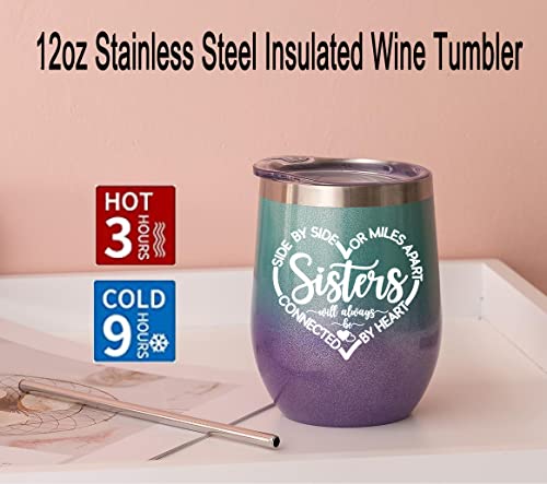 Unnesalt 6 Pieces Funny Sisters Birthday Gifts From Sister - Unique Christmas Gift Basket For Sisters - Wine Tumbler, Candle, Keychain, Jewelry Dish, Socks, Makeup Bag #TOP3