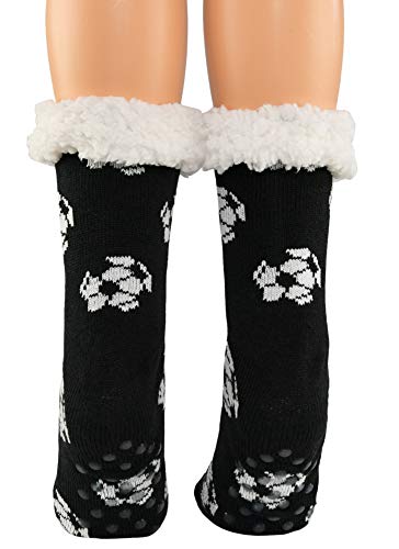 Arad Fluffy Thermal Sherpa Slipper Socks-Soccer Ball Socks-Sports Lover-Red #TOP2