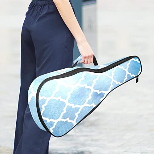 Housse ukulélé ténor sac à dos géométrique bleu pour voyage - 6