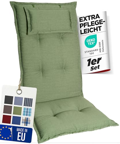 gardisun Gartenstuhlauflagen Hochlehner mit Kopfteil, 1er Set, Grün