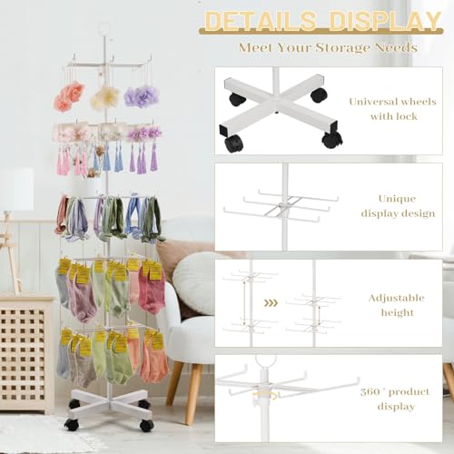 Image of Flenpptly Retail Display Stand Rotating Display Rack 5 Tier Spinning Display Stand for Craft Shows, Jewelry, Keychain, Earring Adjustable Height Retail Display Racks (5-Tier White)