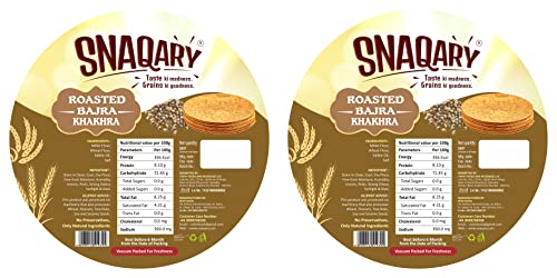 Image of Snaqary Roasted Bajra Masala Khakhra - Pack of 2 (200g) | Wholesome Millet Delight | 100% Natural, Healthy, and Delicious Gujarati Snacks for a Tasty Treat