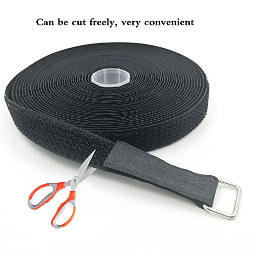 HSIULMY Hook and Loop Buckles, 3/4In x 32Ft Reusable Hook & Loop Straps with 40 Metal Buckles, Heavy Duty Adjustable Cable Ties Nylon Cinch Straps for Wire Management, Cord Organizer & Storage - Thumbnail 2