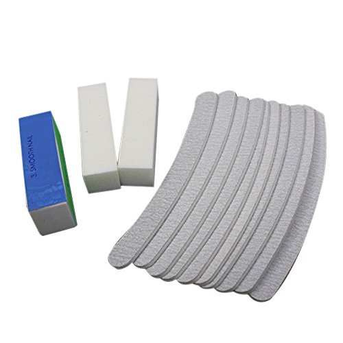 Polytree 13pcs Nail Art Buffer Buffing File Sanding Sandpaper Block Set (Grey Curved)