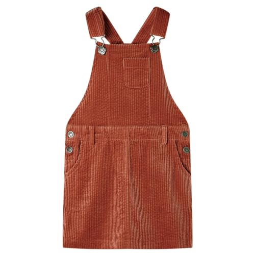 vidaXL Kinder-Latzkleid Cordkleid Kleid Kinderkleid Mädchen Kordkleid Cord Cognac 128