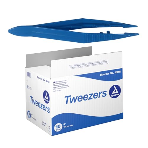 Dynarex Plastic Thumb Forceps - Non-Locking Disposable Tweezers For Removing Splinters - Serrated Tips, Tapered Ends, Anti-Slip - Case of 1000 Individually Wrapped Forceps