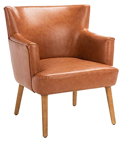 SAFAVIEH Home Collection Delfino Cognac Faux Leather/Natural Accent Chair