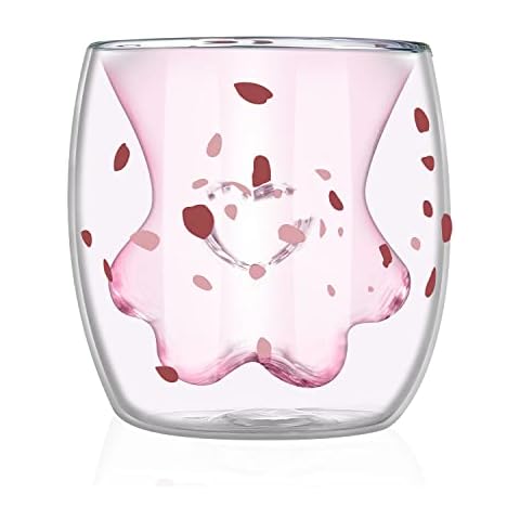 Kaffeetasse Cat Niedliche Katze Tasse Doppelwandige Gläser Süß Katzenpfote Tasse Weihnachtstasse Doppelwandige Isolierte Kaffeegläser Teegläser Cover