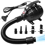 Elektrische Luftpumpe, 600W Elektrische Pumpe mit 5 Düsen, Luftpumpe Elektrisch ür Aufblasbare Air Track Matte, Luftmatratze, Schwimmringe, Flöße, Wasserbetten, Boote, SUP Board, Kinderbecken