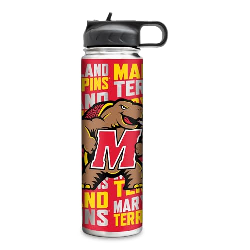 Rico Industries NCAA Maryland Terrapins 22oz Stainless Steel Tumbler with Lid - Great For Coffee, Tea, Water or Cocktails
