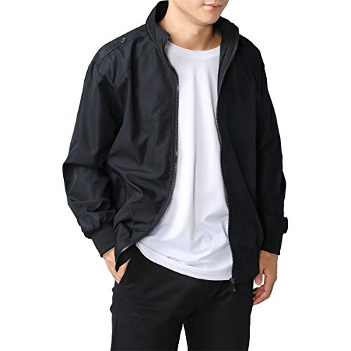 Allthemen Blouson Homme Léger Veste Militaire Chaud Jacket Casual Hiver Printemps Automne Aviateur Col Montant Noir 3XL - Image 4
