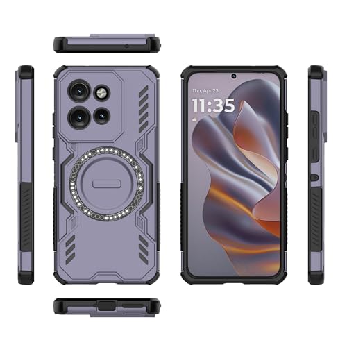 Pzwoxukhov Compatible with Motorola Edge 50 Neo Case,Compatible with Magsafe,Skeletonized Heat Dissipation Design, Compatible with Motorola Edge 50 Neo Magnetic Shockproof Phone case Purple