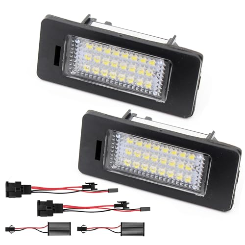 csslyzl 2Pcs Canbus LED License Plate Light Assembly Compatible with Volkswagen Jetta MK6 Sedan/Tiguan/Touareg/Golf MK7 Variant/Passat B6 B7 Variant, OEM-Replacement for Audi A1 A4 A5 A6 A7 Q5