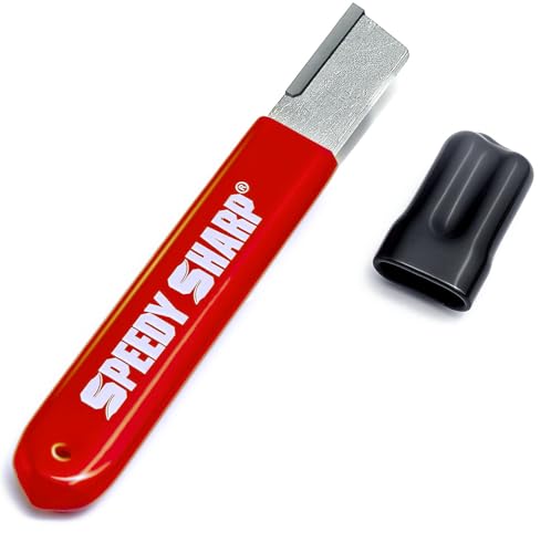 Speedy Sharp, Tool Sharpener, Blade Sharpener, Carbide Sharpener, Knife Sharpening Tool for Kitchen knives Garden Tools Axe Pocket Knives Pruning Shears Hedge Scissors Clippers Pocket Knives (RED)