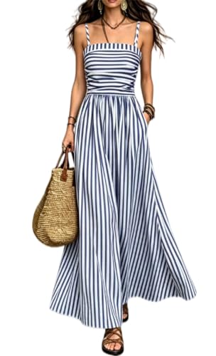 Robe longue rayée idéale pour l'été et les vacances à la plage