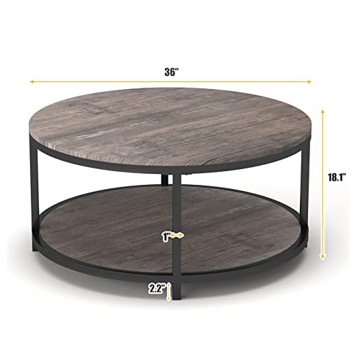 NSdirect Rustic Round Coffee Table, 36-Inch