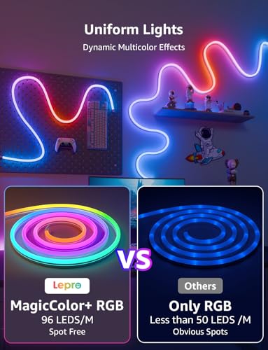 Lepro N1 AI Smart Neon Rope Light 3M RGB+IC, Works with Alexa & Google Assistant, Music Sync LED Lights for Bedroom, App Voice Control, Personalized AI Lighting Designer, IP65 Waterproof, No Remote - Image 4