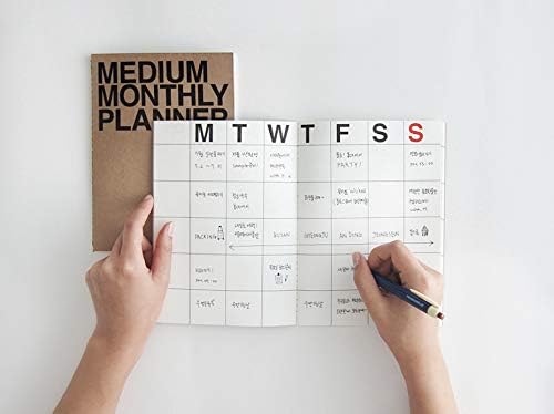 Miniatura 4 de JSTORY Planificador mensual mediano con tapa flexible plana sin fecha para todo el año, 14 hojas x 2 negro dorado