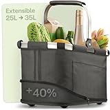Praknu Cesta de La Compra Plegable Grande – 2 en 1 Expandible de 25L a 35L –...