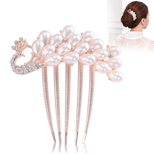PALAY Girls Hair Clips 2pcs for Elegant Hairstyles featuring Hollow Out Chinese Fan Design with Pearls
