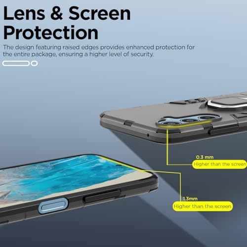 Image of Pikkme D5 Tough Armor Back Cover | 360 Protection Case | Ring Holder Stand Bumper Case for Samsung Galaxy M35 5G (Black)