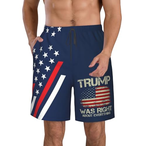Tru-mp was Right About Everything Mens Swim Trunks Quick Dry Swim Shorts Mens Swimsuit Board Shorts with Pockets -