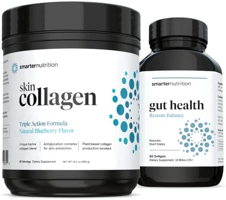 Smarter Skin Collagen - Triple Action Formula for Vibrant, Healthy Skin + Smarter Gut Health Probiotics - Superior Digestive & Immune Support
