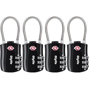 Diyife TSA Luggage Locks, [Newest Version][4 Packs] 3-Digit Security Padlock, Combination Padlocks, Code Lock for Travel Suitcases Luggage Bag Case etc.(Black)