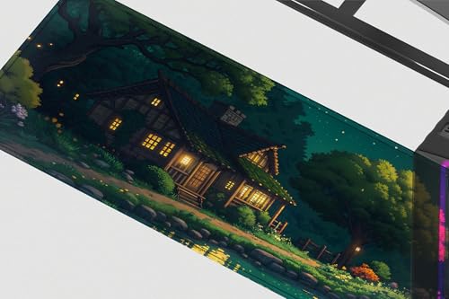 Image of Valley Night Premium Desk Mat | Anti-Skid | Anti-Slip | 80 x 30 cm | Laptop Mat for Work from Home /Office /Gaming- Extended Mouse pad and Keyboard Desk mat