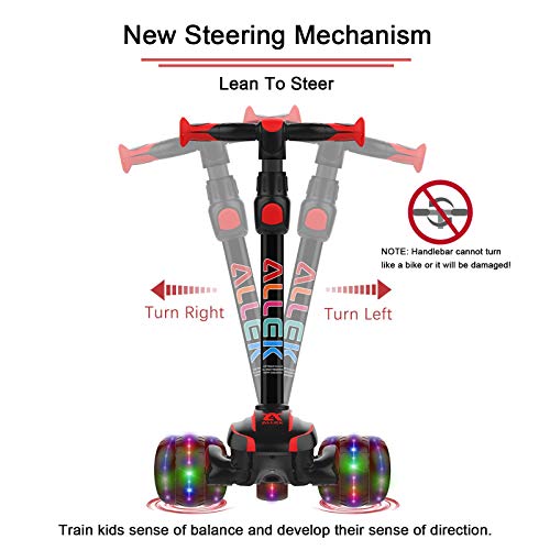 Allek Scooter infantil 2 em 1 D01, antiderrapante com 3 rodas e assento removível para meninos e men