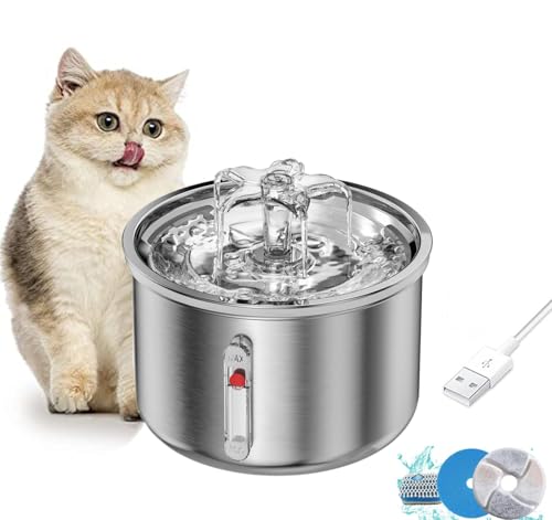 Bebedouro Para Gatos 2.0L, Fonte de Agua Pra Gato, Fonte Gato Inox Comedouros,Bebedouro Gato Tipo Fo