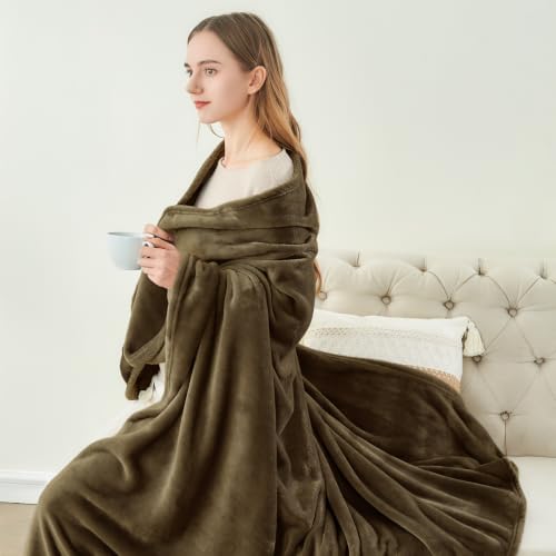 Image of BEDELITE Fleece Blanket Soft Warm Chocolate Brown 60 inchx80 inch Throw