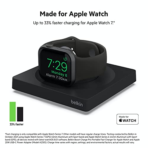 Belkin Apple Watch Charger - Fast Wireless Charging Pad - Apple Watch Travel Charger With Nightstand Mode W/Usb-C Cable Included For Apple Watch (Compatible With All Models) - Black #TOP1