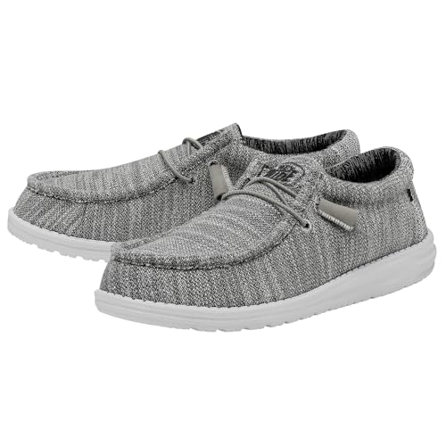 HEYDUDE Men's Wally Stretch Mix Granite Size 7| Men's Loafers | Men's Slip On Shoes | Comfortable & Light-Weight