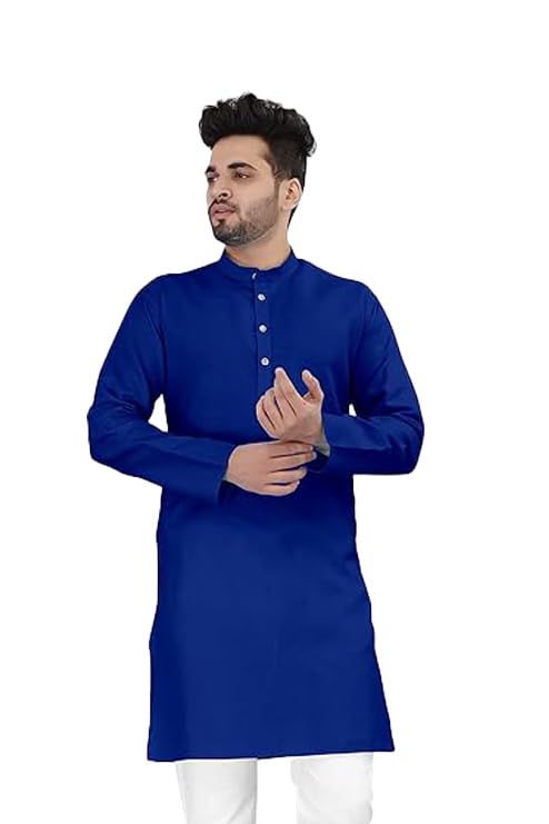Image of Flossy Men's Cotton Blend Plain Solid Kurta for Men
