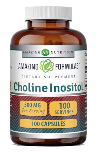 Amazing Formulas Choline & Inositol 500 Mg Supplement | 100 Capsules | Non-GMO | Gluten-Free | Made in USA