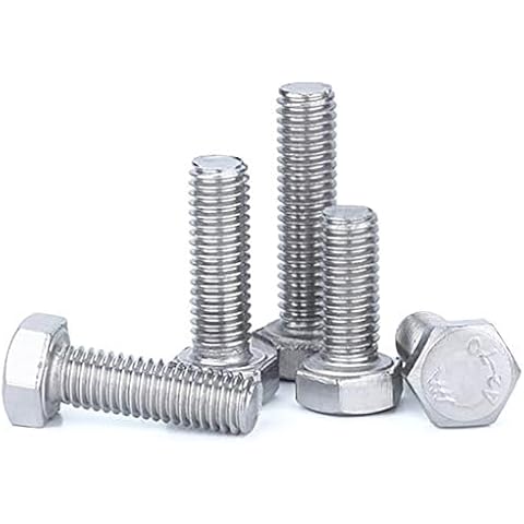 Ochoos Stainless Steel Rod 5pcs/lot M10x1.0 Fine Thread Hex Bolt Din933 M10 Pitch 1.0mm Length 12/16/20/25/30/35/40/45/50/60mm - (Thread Diameter: M10, Length: 16mm) Cover