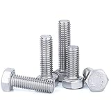 Ochoos Stainless Steel Rod 5pcs/lot M10x1.0 Fine Thread Hex Bolt Din933 M10 Pitch 1.0mm Length 12/16/20/25/30/35/40/45/50/60mm - (Thread Diameter: M10, Length: 16mm)